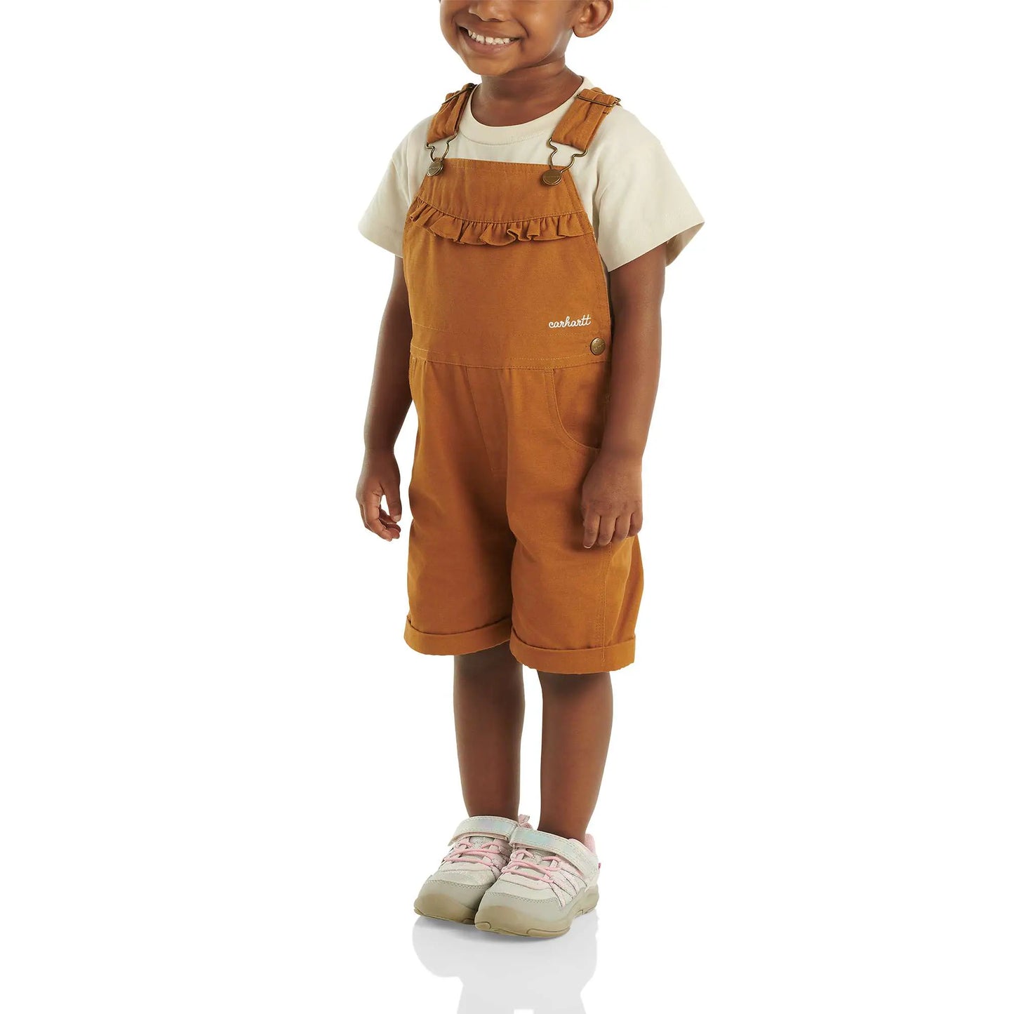 Girls' Canvas Ruffle Front Shortall (Baby/Toddler)