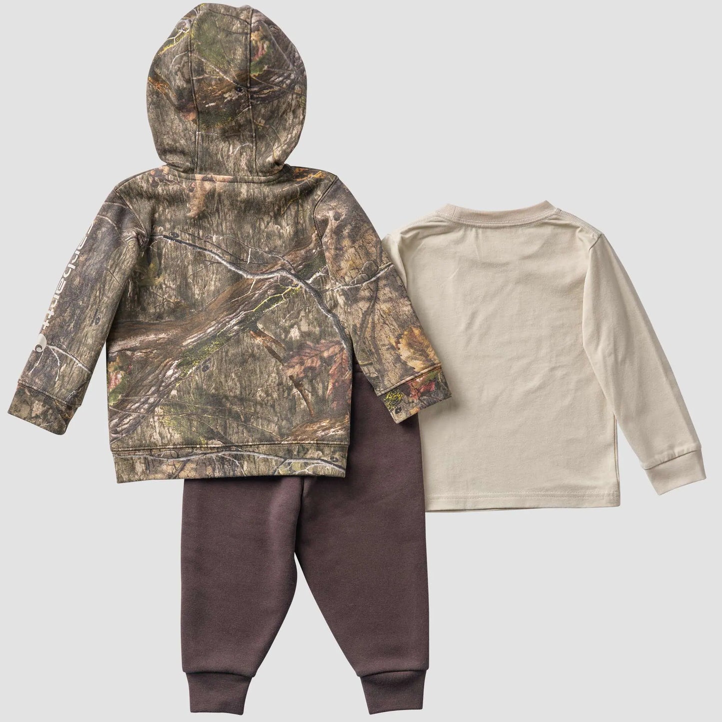 Boys' 3-Piece Long Sleeve T-Shirt, Full-Zip Hooded Camo Jacket & Fleece Pant Set (Baby)