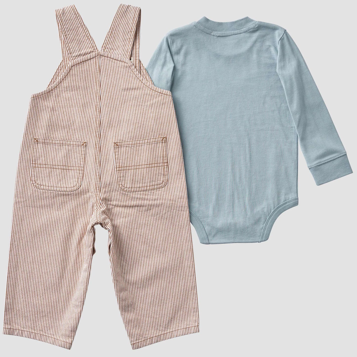 Boys' 2-Piece Long Sleeve Bodysuit & Stripe Overall Set (Baby)