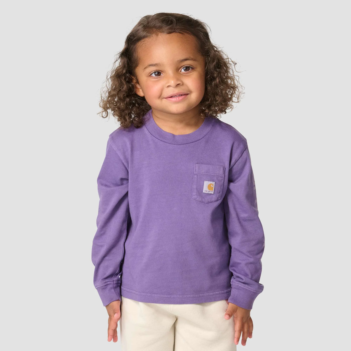 Girls' Long Sleeve Garment Dyed Pocket T-Shirt (Toddler/Child/Youth)