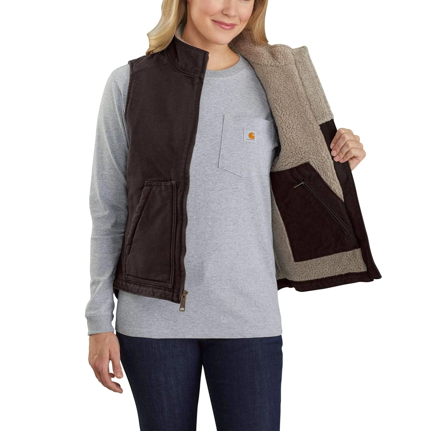 Women's Washed Duck Mock Neck Vest