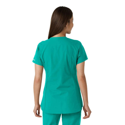 Women's Force Essentials Notch Neck Tunic Knit Panel Scrub Top