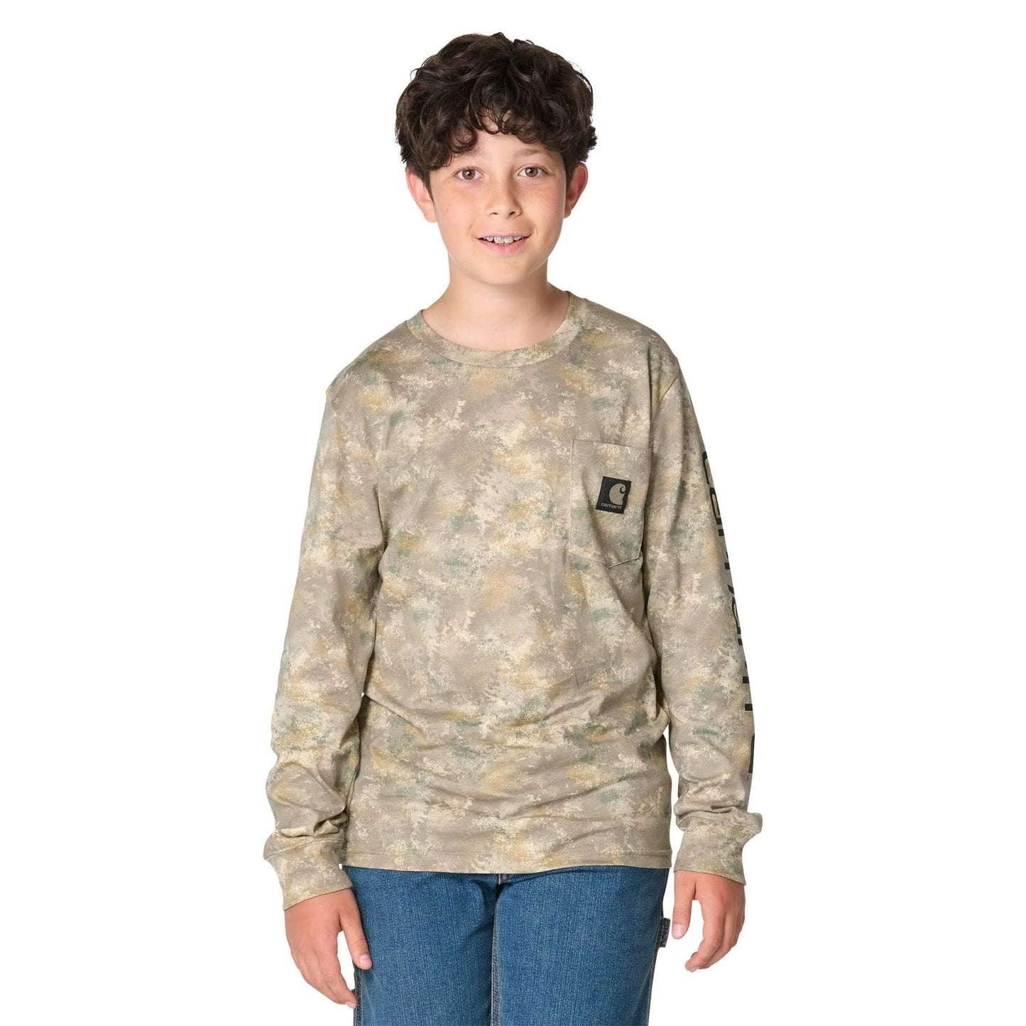 Boys' Long Sleeve Faded Camo Pocket T-Shirt (Toddler/Child/Youth)