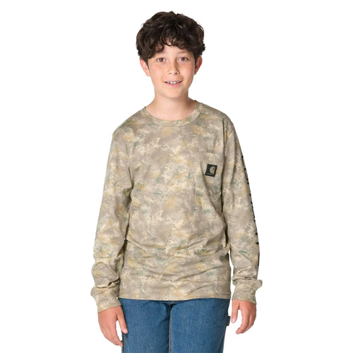 Boys' Long Sleeve Faded Camo Pocket T-Shirt (Toddler/Child/Youth)