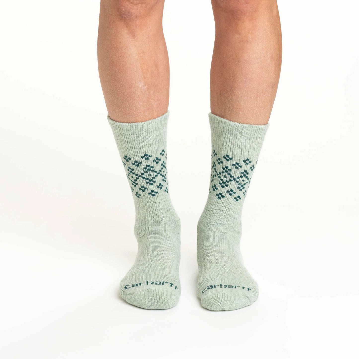 Women's Midweight Synthetic-Wool Blend Fairisle Crew Sock 2-Pack