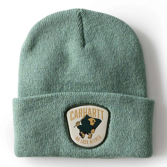 Knit Shamrock Patch Beanie