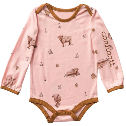 Girls' Long Sleeve Cow Print Bodysuit (Baby)
