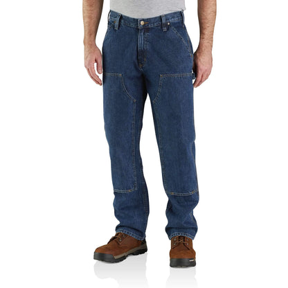 Loose Straight Double-Front Denim Dungaree