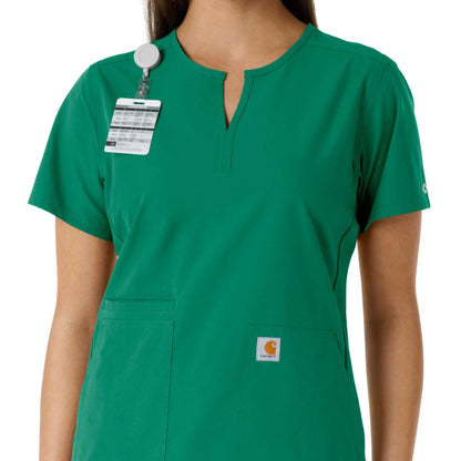 Women's Force Essentials Notch Neck Tunic Knit Panel Scrub Top