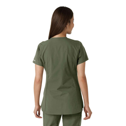 Women's Force Essentials Notch Neck Tunic Knit Panel Scrub Top