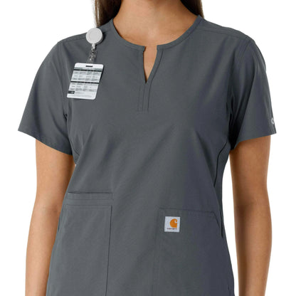 Women's Force Essentials Notch Neck Tunic Knit Panel Scrub Top