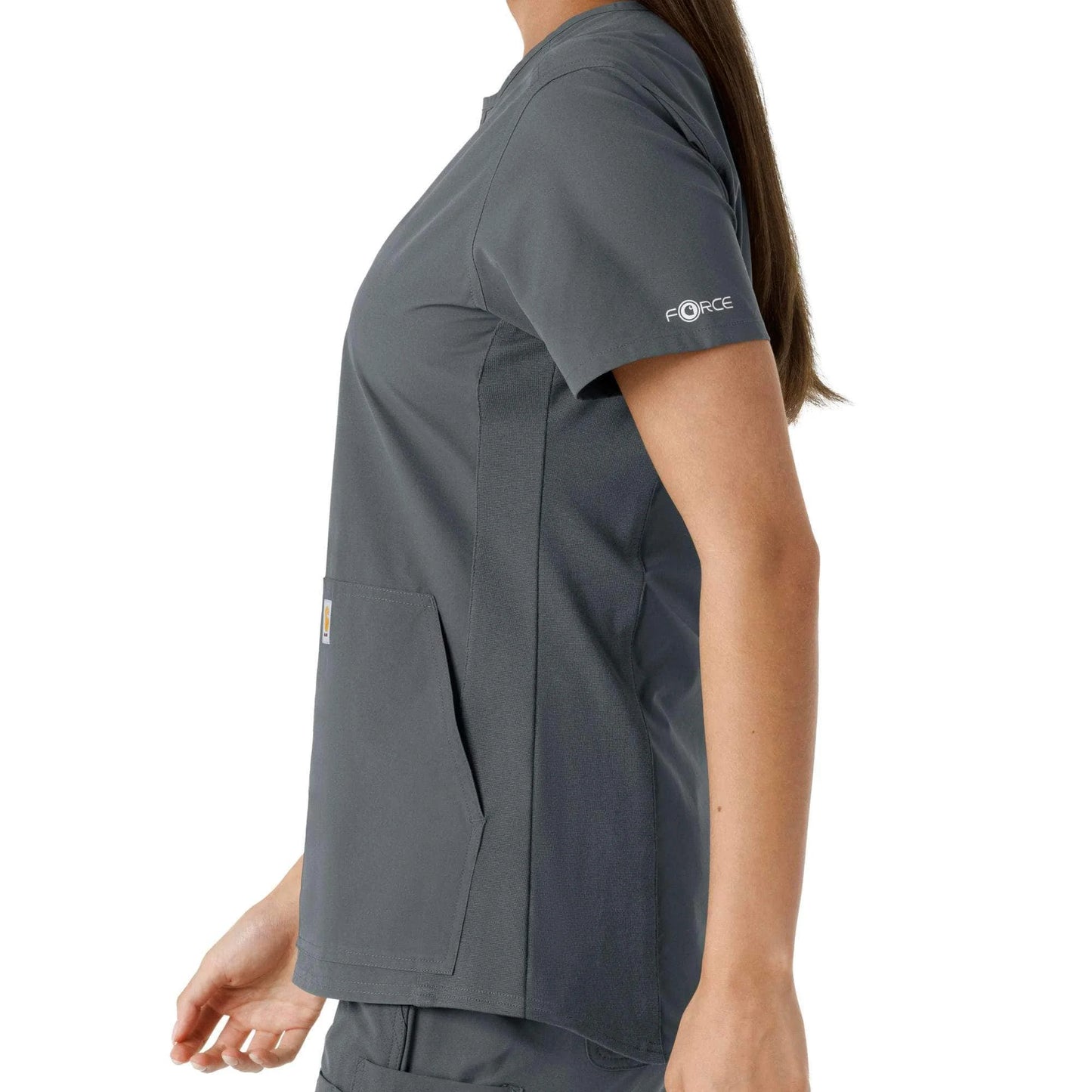 Women's Force Essentials Notch Neck Tunic Knit Panel Scrub Top