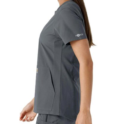 Women's Force Essentials Notch Neck Tunic Knit Panel Scrub Top
