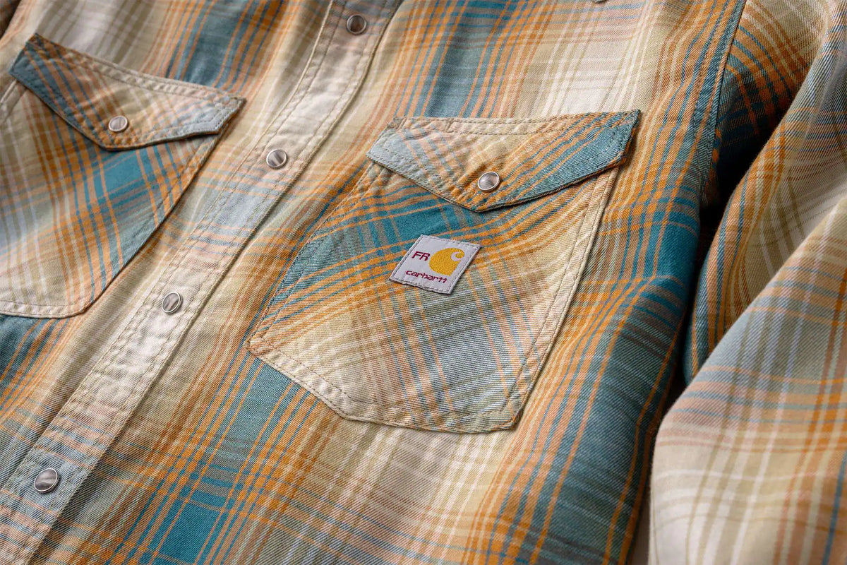 Flame Resistant Montana Relaxed Fit Midweight Twill Snap Front Plaid Shirt