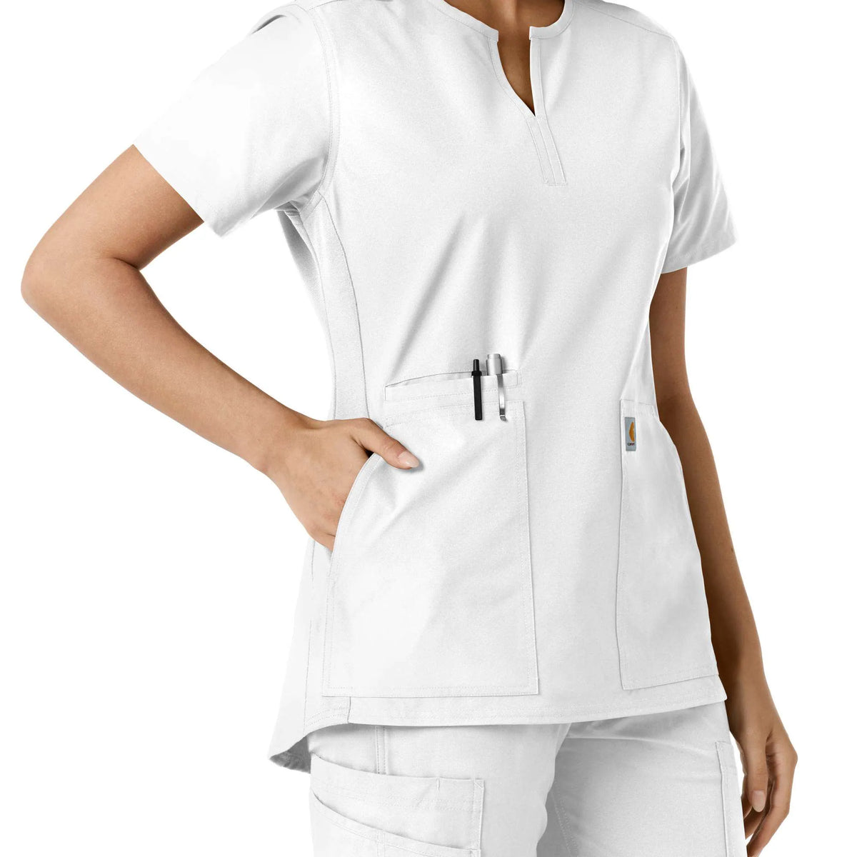 Women's Force Essentials Notch Neck Tunic Knit Panel Scrub Top