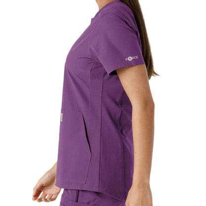 Women's Force Essentials Notch Neck Tunic Knit Panel Scrub Top