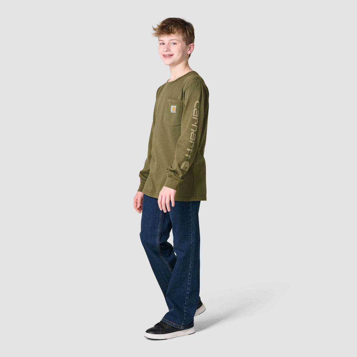 Boys' Long Sleeve Garment Dye Pocket T-Shirt (Toddler/Child/Youth)