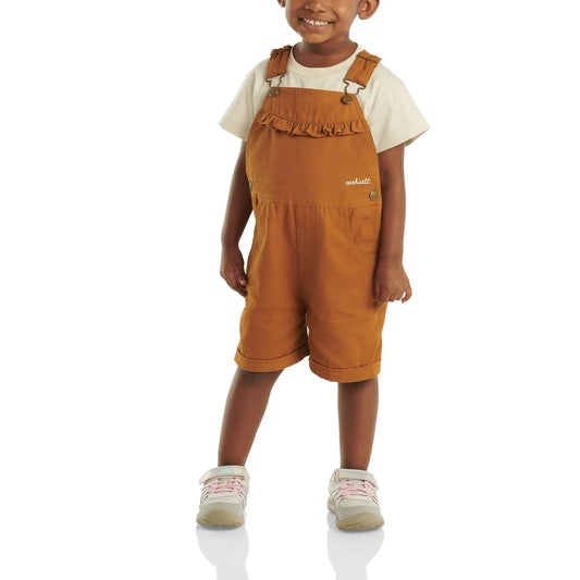 Girls' Canvas Ruffle Front Shortall (Baby/Toddler)