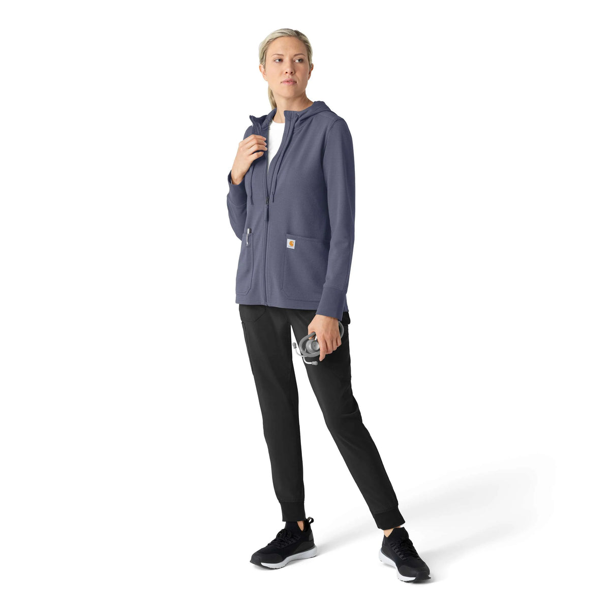 Women's Full Zip Waffle Scrub Hoodie