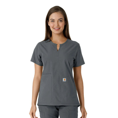 Women's Force Essentials Notch Neck Tunic Knit Panel Scrub Top