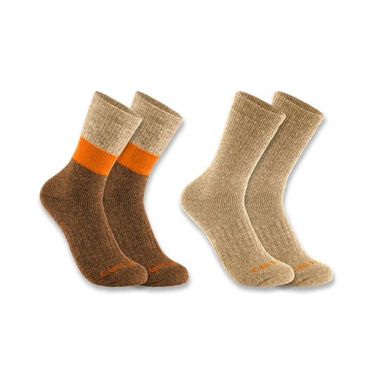 Midweight Synthetic-Wool Blend Colorblock Crew Sock 2-Pack