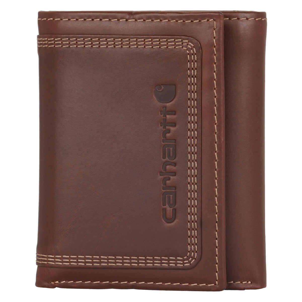 Leather Triple-Stitched Trifold Wallet