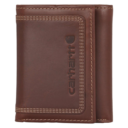 Leather Triple-Stitched Trifold Wallet