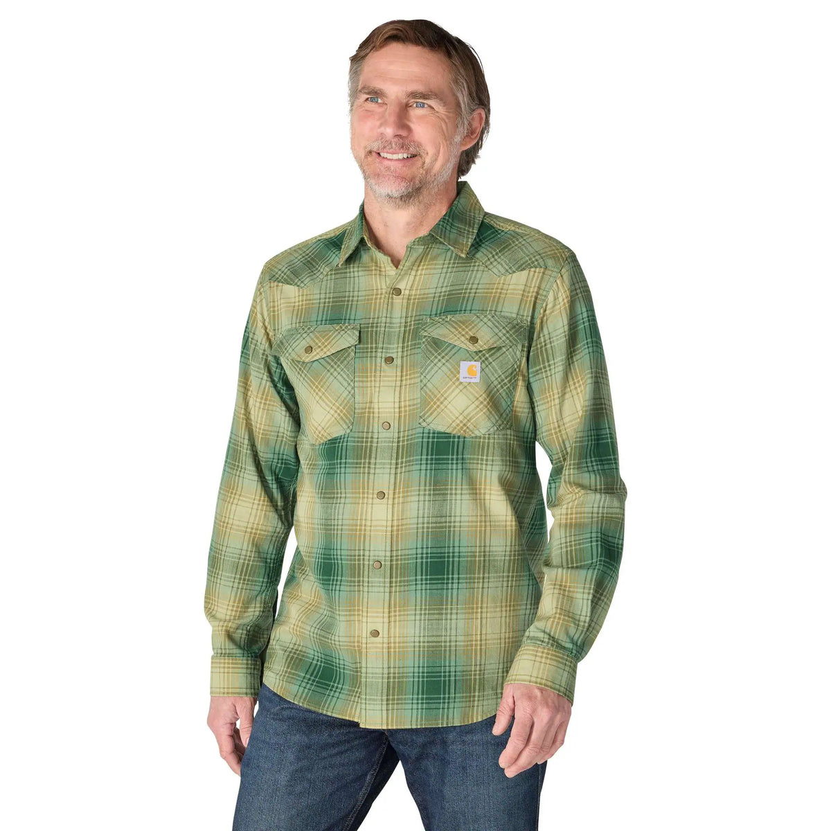 Montana Rugged Flex™ Relaxed Fit Lightweight Long-Sleeve Snap-Front Plaid Shirt