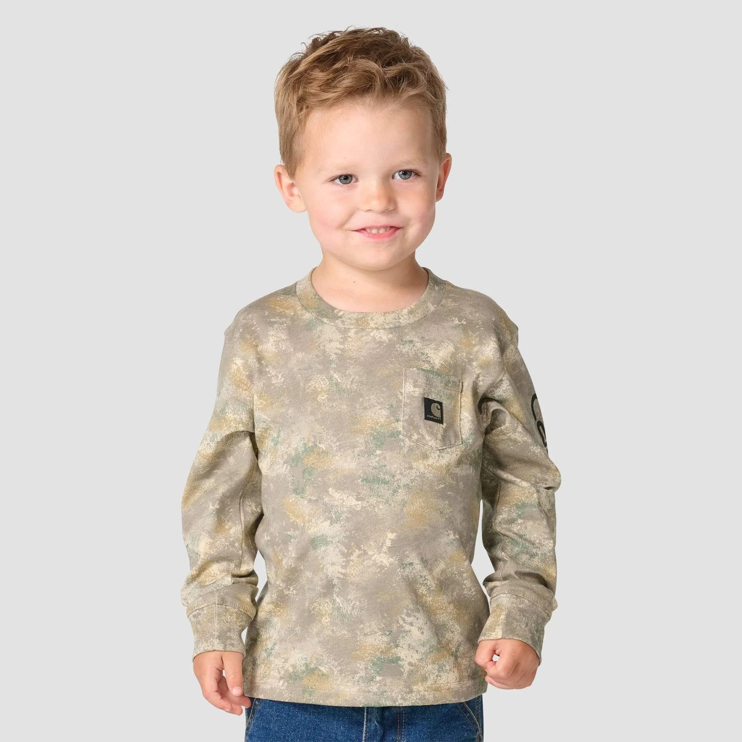 Boys' Long Sleeve Faded Camo Pocket T-Shirt (Toddler/Child/Youth)