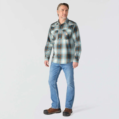 Montana Rugged Flex™ Relaxed Fit Lightweight Long-Sleeve Snap-Front Plaid Shirt