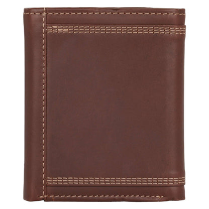 Leather Triple-Stitched Trifold Wallet