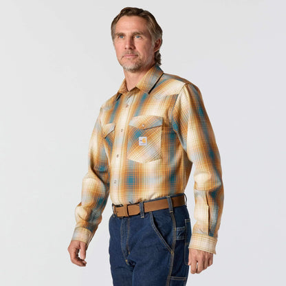 Flame Resistant Montana Relaxed Fit Midweight Twill Snap Front Plaid Shirt