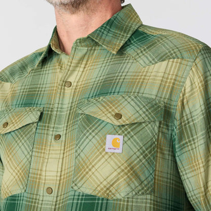 Montana Rugged Flex™ Relaxed Fit Lightweight Long-Sleeve Snap-Front Plaid Shirt