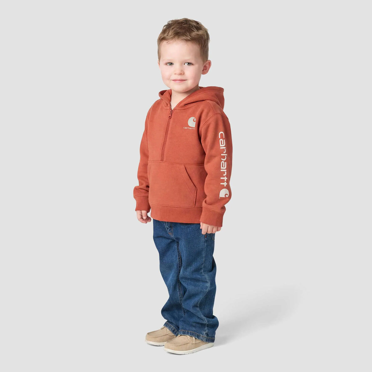 Boys' Long Sleeve Half-Zip Hooded Logo Sweatshirt (Baby/Toddler)