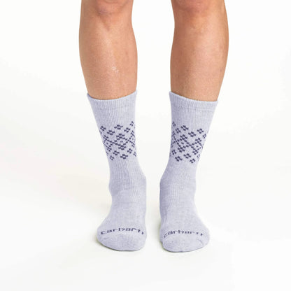 Women's Midweight Synthetic-Wool Blend Fairisle Crew Sock 2-Pack