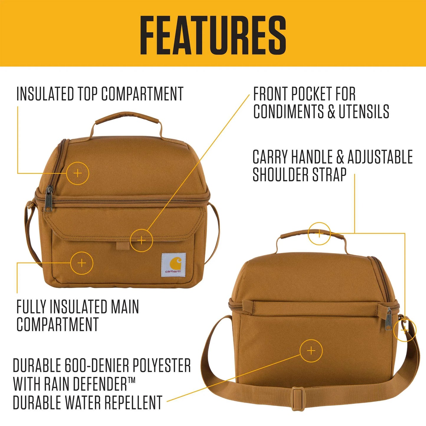 Insulated 12 Can Two Compartment Lunch Cooler