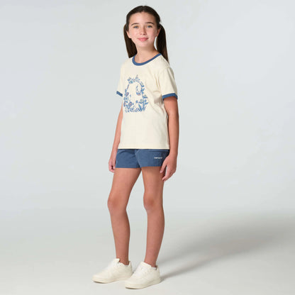 Girls' Short Sleeve Floral "C" Ringer T-Shirt (Child/Toddler/Youth)