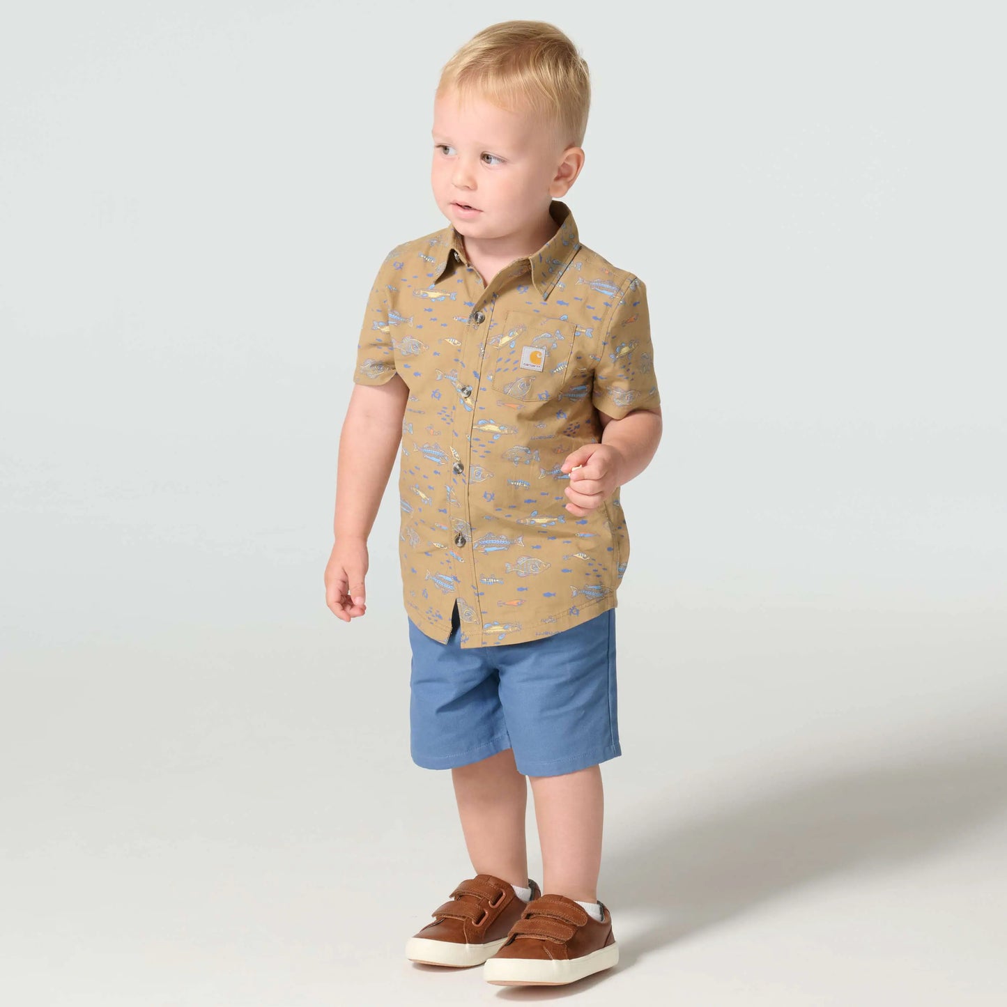 Boys' 2-Piece Short Sleeve Printed Shirt & Canvas Short Set (Toddler)
