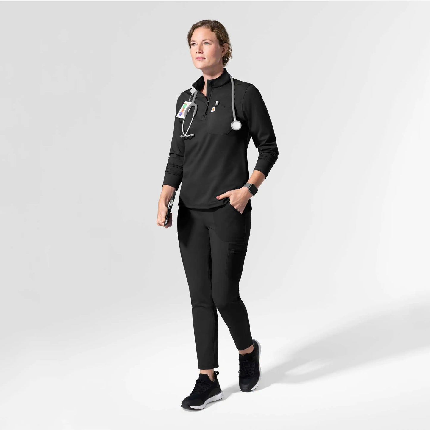 Women's Force Cross-Flex Knit Long Sleeve Quarter Zip Scrub Top