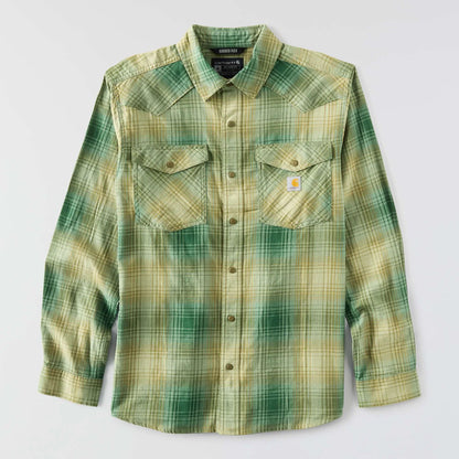 Montana Rugged Flex™ Relaxed Fit Lightweight Long-Sleeve Snap-Front Plaid Shirt