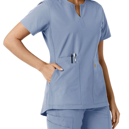 Women's Force Essentials Notch Neck Tunic Knit Panel Scrub Top