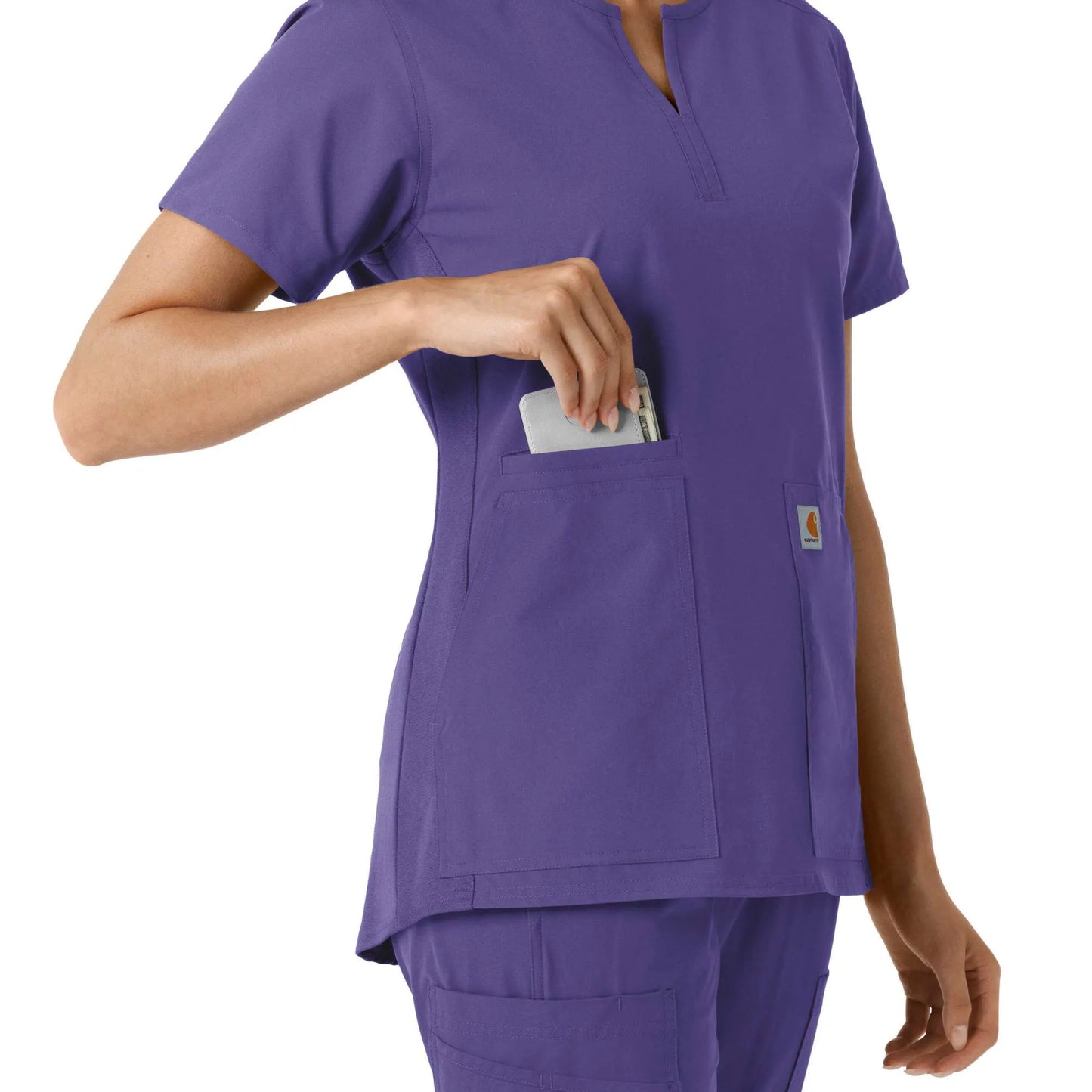 Women's Force Essentials Notch Neck Tunic Knit Panel Scrub Top
