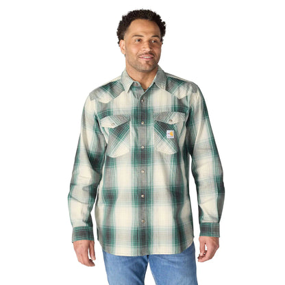 Flame Resistant Montana Relaxed Fit Midweight Twill Snap Front Plaid Shirt