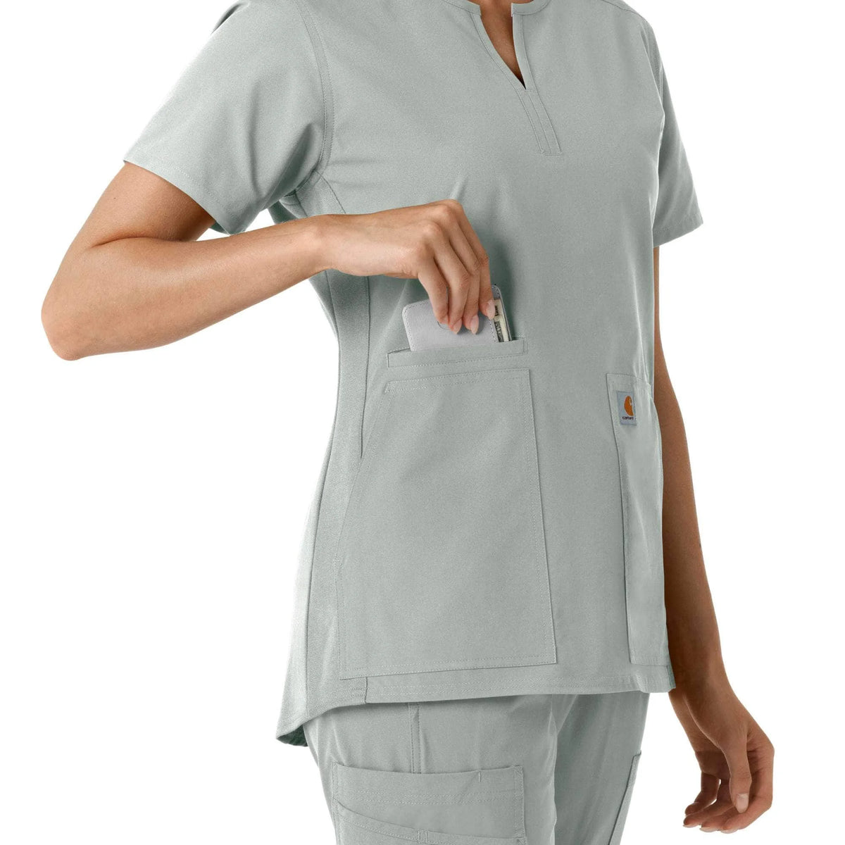 Women's Force Essentials Notch Neck Tunic Knit Panel Scrub Top