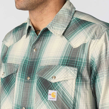 Flame Resistant Montana Relaxed Fit Midweight Twill Snap Front Plaid Shirt