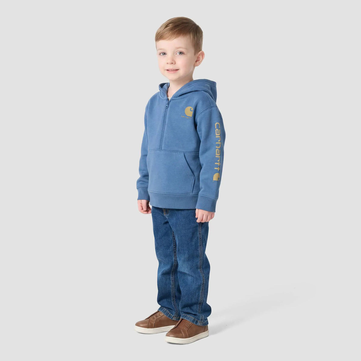 Boys' Long Sleeve Half-Zip Hooded Logo Sweatshirt (Baby/Toddler)
