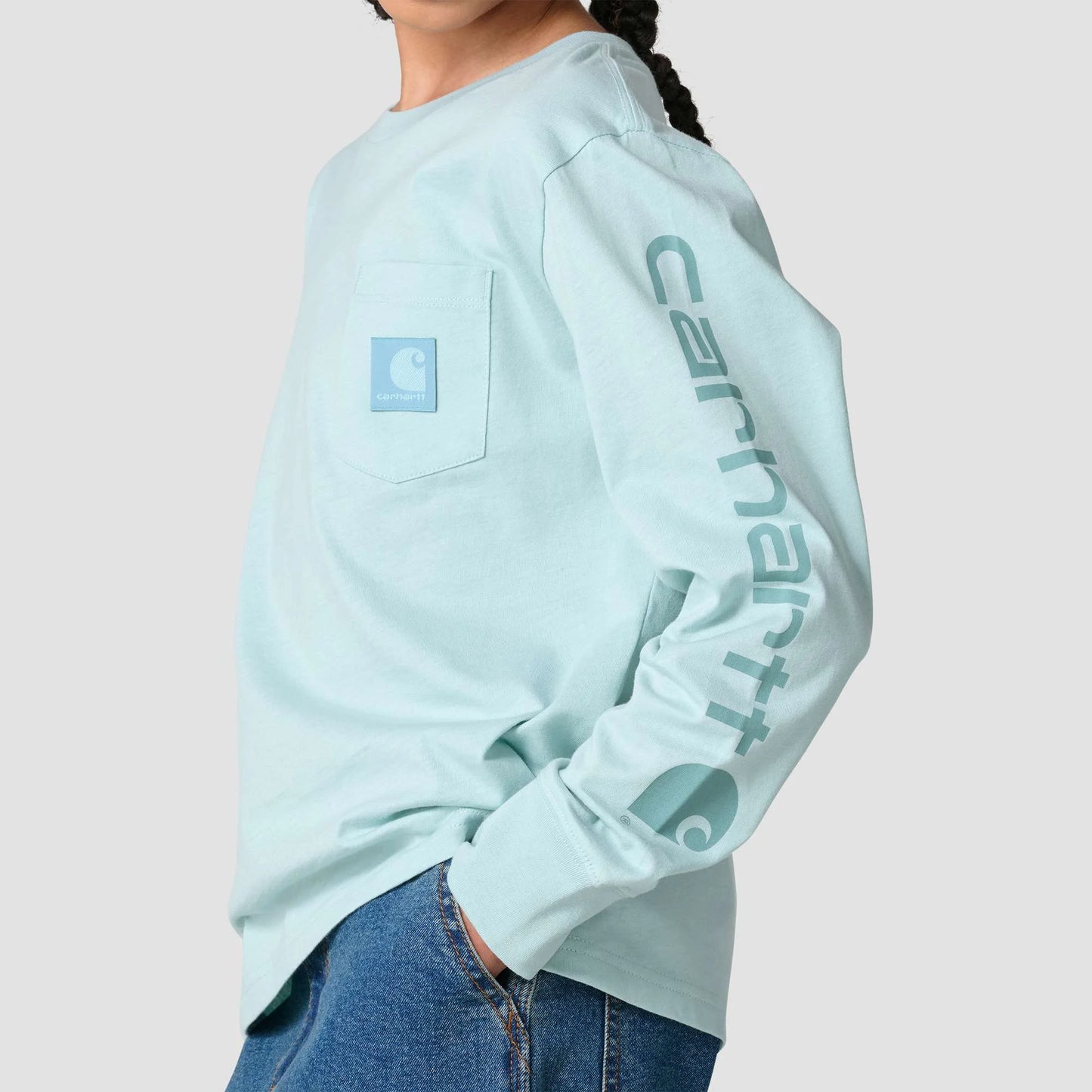 Girls' Long Sleeve Tonal Patch Pocket T-Shirt (Toddler/Child/Youth)