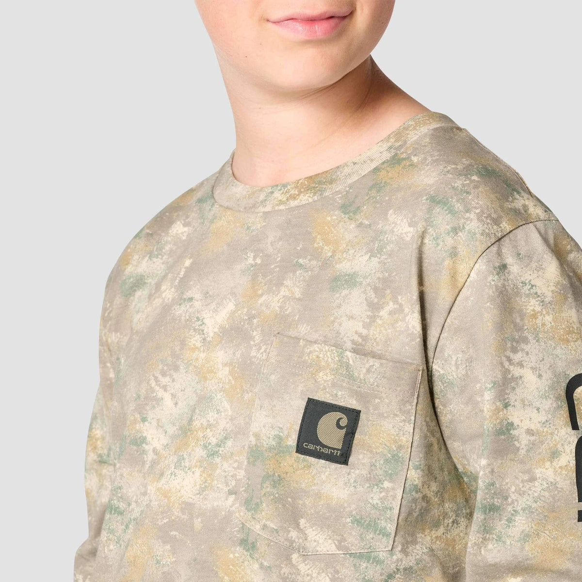 Boys' Long Sleeve Faded Camo Pocket T-Shirt (Toddler/Child/Youth)