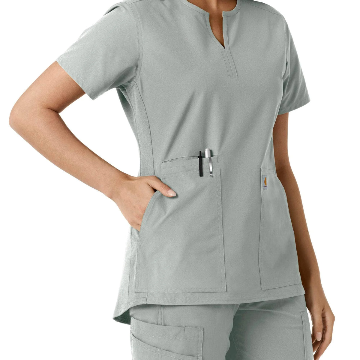 Women's Force Essentials Notch Neck Tunic Knit Panel Scrub Top