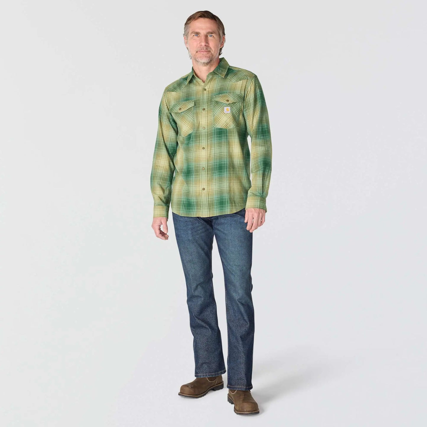 Montana Rugged Flex™ Relaxed Fit Lightweight Long-Sleeve Snap-Front Plaid Shirt